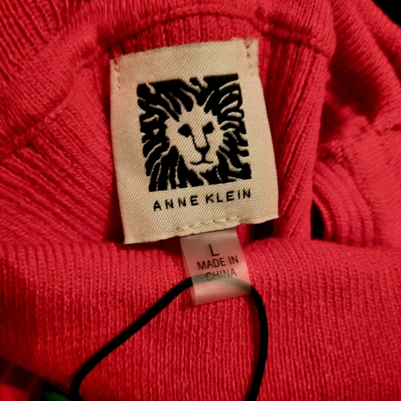 Anne Klein Shirt Women's Large Red Sleeveless Ribbed Turtleneck Sweater Top - Picture 4 of 10